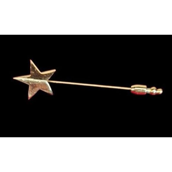 Épingle De Col Vintage En Forme De Guitare Dorée Avec Chaîne - Longueur 1 Pouce, Occasion